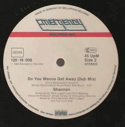 Shannon : Do You Wanna Get Away (12", Maxi)