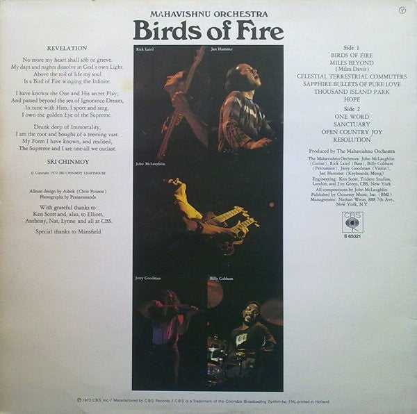 Mahavishnu Orchestra : Birds Of Fire (LP, Album, RP)