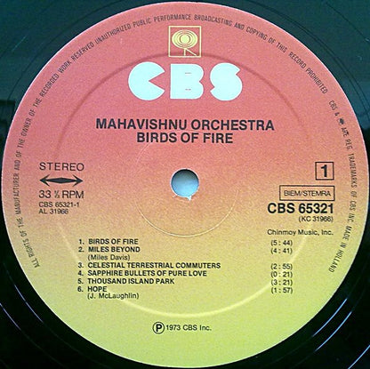 Mahavishnu Orchestra : Birds Of Fire (LP, Album, RP)