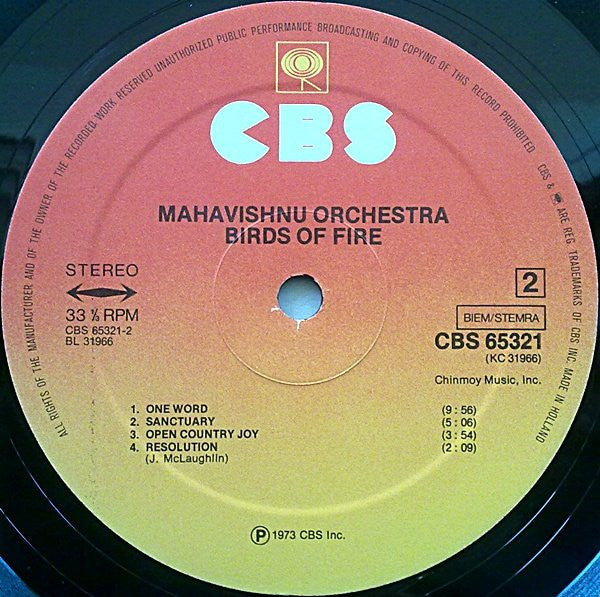 Mahavishnu Orchestra : Birds Of Fire (LP, Album, RP)