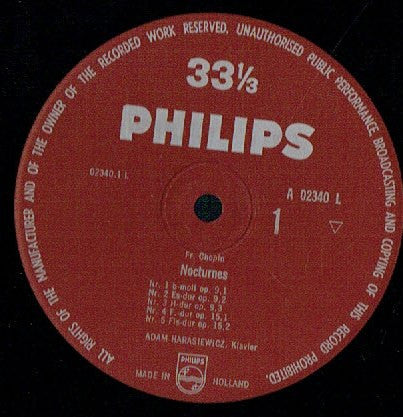 Frédéric Chopin, Adam Harasiewicz : Nocturnes I (LP, Mono, Mar)