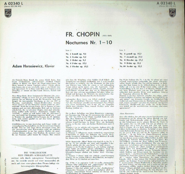 Frédéric Chopin, Adam Harasiewicz : Nocturnes I (LP, Mono, Mar)