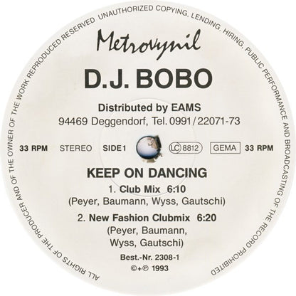 DJ BoBo : Keep On Dancing (12", Maxi)