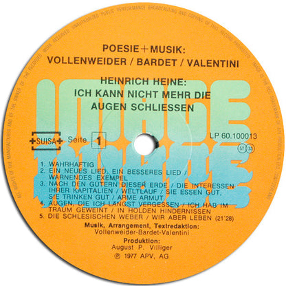 Poesie Und Musik : Ich Kann Nicht Mehr Die Augen Schliessen (LP, RP)