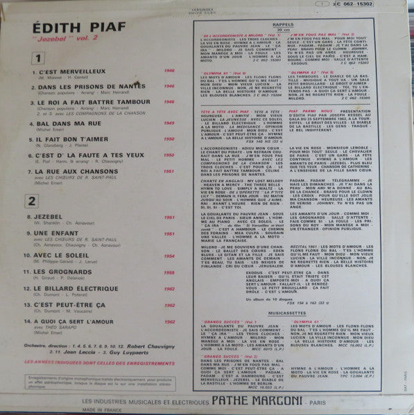 Edith Piaf : Edith Piaf Vol. 2 (LP, Comp, RE)