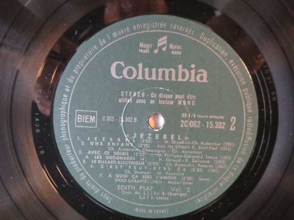 Edith Piaf : Edith Piaf Vol. 2 (LP, Comp, RE)