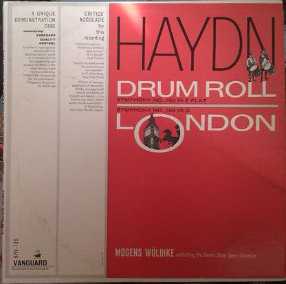 Joseph Haydn - Mogens Wöldike Conducting The Orchester Der Wiener Staatsoper : Drum Roll (Symphony No. 103 In E Flat) / London (Symphony No. 104 In D) (LP, Mono)