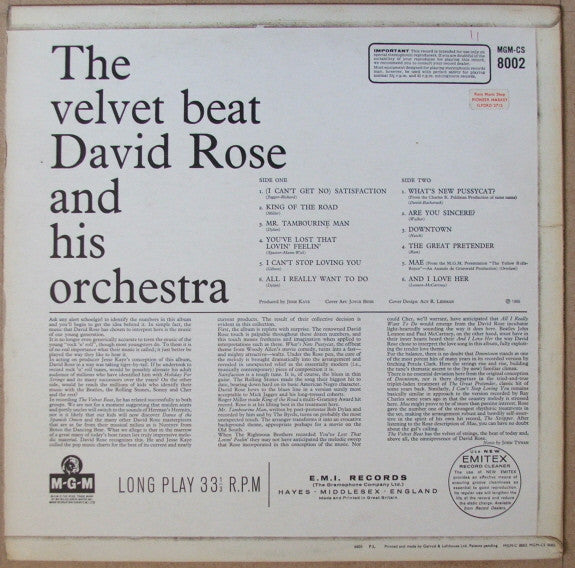 David Rose & His Orchestra : The Velvet Beat (LP)