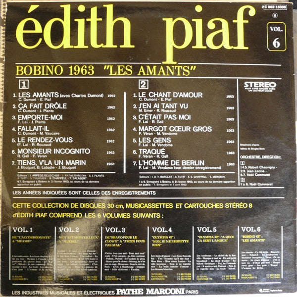 Edith Piaf : Edith Piaf Vol. 6 (Bobino 1963 "Les Amants") (LP, Comp)