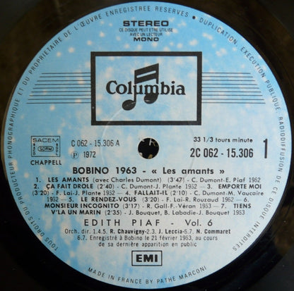 Edith Piaf : Edith Piaf Vol. 6 (Bobino 1963 "Les Amants") (LP, Comp)