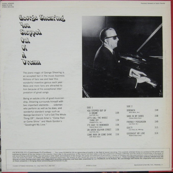 George Shearing : You Stepped Out Of A Dream (LP, Comp, RE)