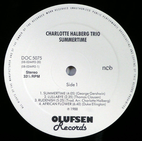 Charlotte Halberg Trio : Summertime (LP)