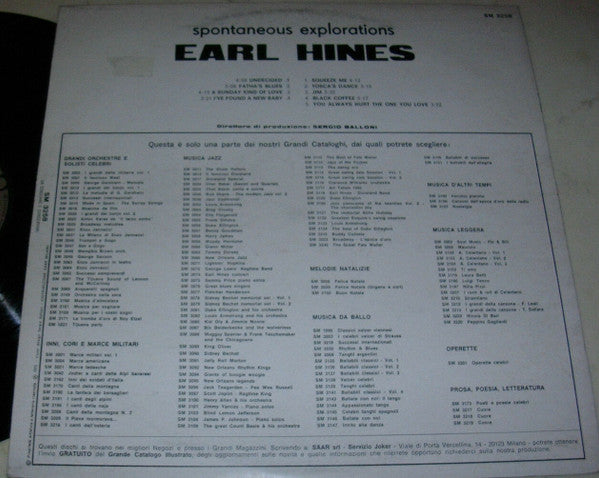 Earl Hines : Spontaneous Explorations (LP, Album)