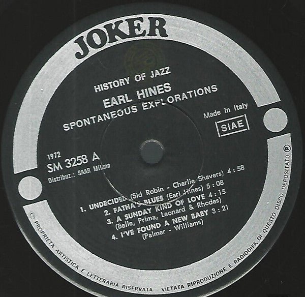 Earl Hines : Spontaneous Explorations (LP, Album)