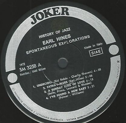 Earl Hines : Spontaneous Explorations (LP, Album)