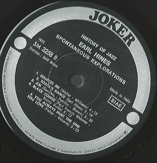 Earl Hines : Spontaneous Explorations (LP, Album)