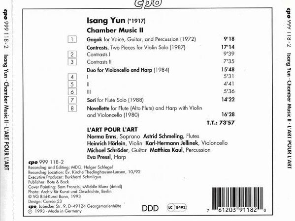 Isang Yun, Ensemble L'Art Pour L'Art : Chamber Music II (CD, Album)
