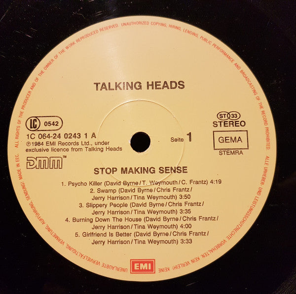 Talking Heads : Stop Making Sense (LP, Album)