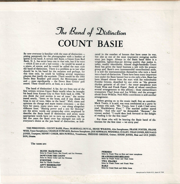 Count Basie : The Band Of Distinction (LP, Album, Mono, RE)