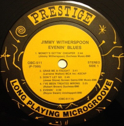 Jimmy Witherspoon : Evenin' Blues (LP, Album, RM)