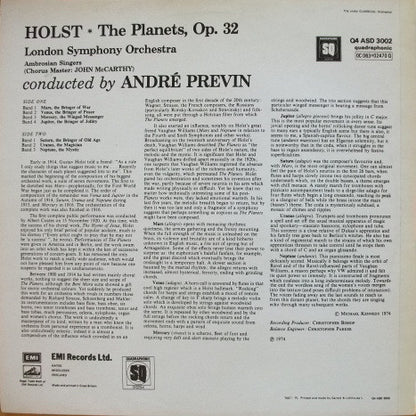 Gustav Holst, André Previn Conducting London Symphony Orchestra : The Planets Op. 32 (LP, Quad, Ste)