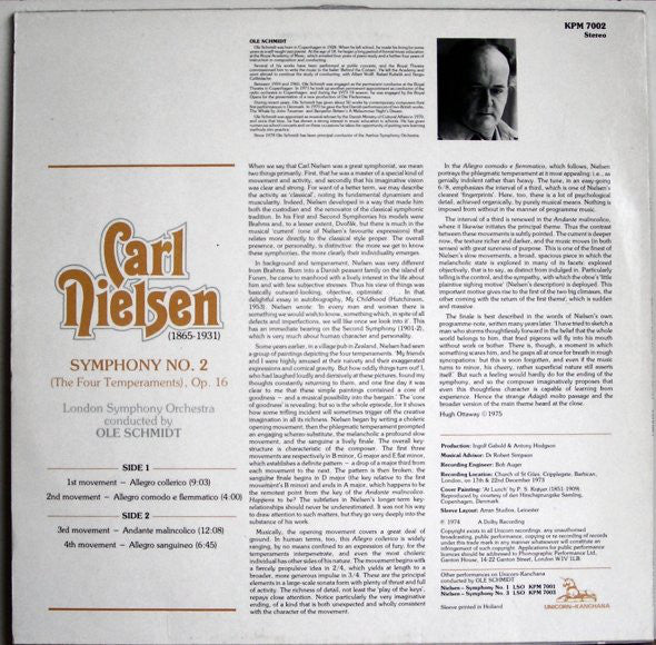 Carl Nielsen, London Symphony Orchestra, Ole Schmidt : Symphony No. 2 (The Four Temperaments) (LP, RE)