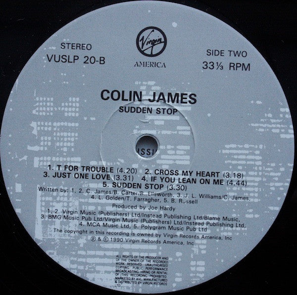 Colin James (2) : Sudden Stop (LP, Album)