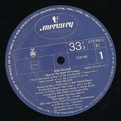 Bob Geldof : Deep In The Heart Of Nowhere (LP, Album)