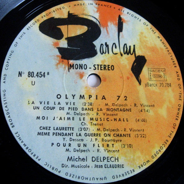 Michel Delpech : Olympia 72 (LP, Album)