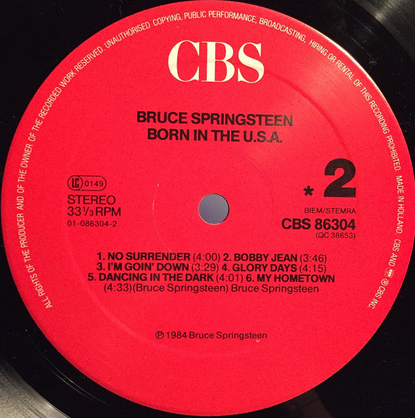 Bruce Springsteen : Born In The U.S.A. (LP, Album, Club, RP, Red)