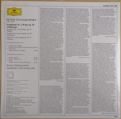 Pyotr Ilyich Tchaikovsky / Herbert Von Karajan / Berliner Philharmoniker : Symphonie Nr. 3 »Polnische« - »Polish« (LP)