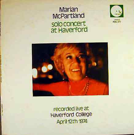 Marian McPartland : Solo Concert At Haverford (LP, Album)