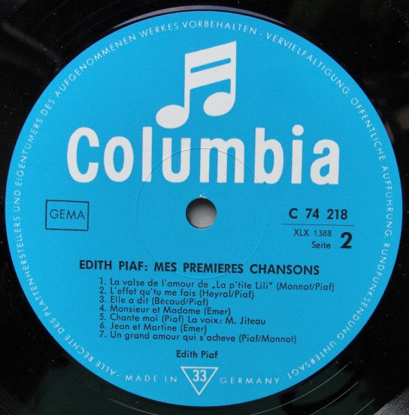 Edith Piaf : Mes Premieres Chansons (LP, Comp, Mono)