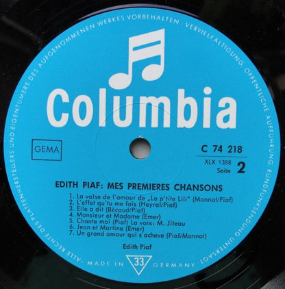 Edith Piaf : Mes Premieres Chansons (LP, Comp, Mono)