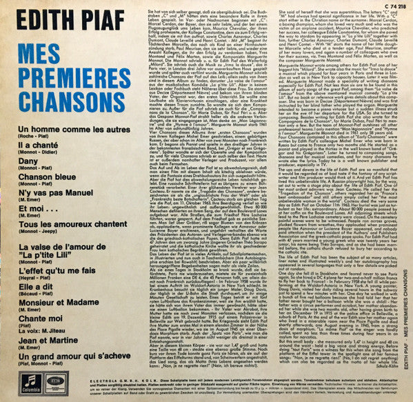Edith Piaf : Mes Premieres Chansons (LP, Comp, Mono)