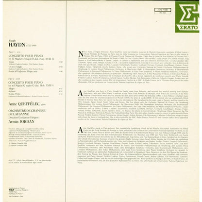 Joseph Haydn / Anne Queffélec, Orchestre De Chambre De Lausanne, Armin Jordan : Concertos Pour Piano (LP)