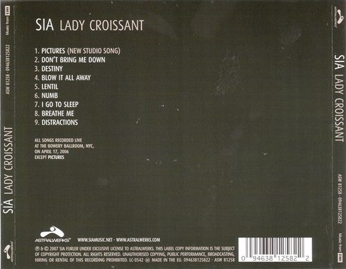 Sia : Lady Croissant (CD, Album)