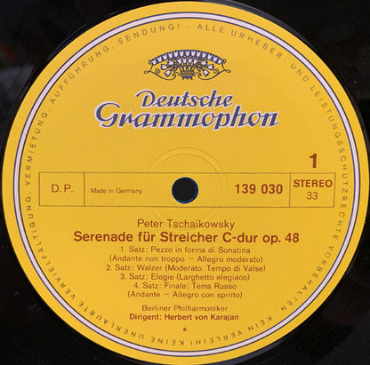 Pyotr Ilyich Tchaikovsky · Herbert Von Karajan, Berliner Philharmoniker : Streicherserenade, Nussknacker-Suite Op. 71 A (LP)