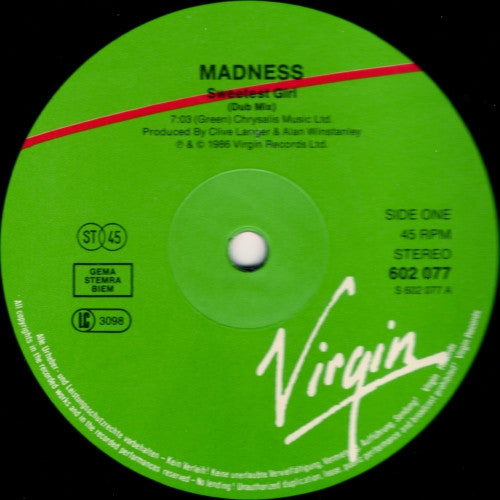 Madness : Sweetest Girl (12", Maxi)