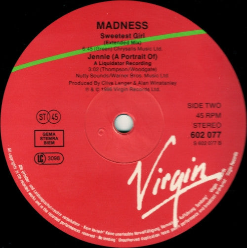 Madness : Sweetest Girl (12", Maxi)