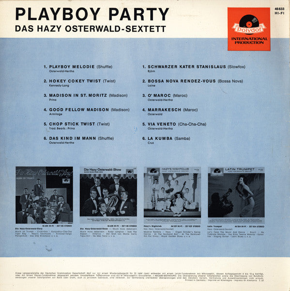 Hazy Osterwald Sextett : Playboy Party (LP, Album, Mono)