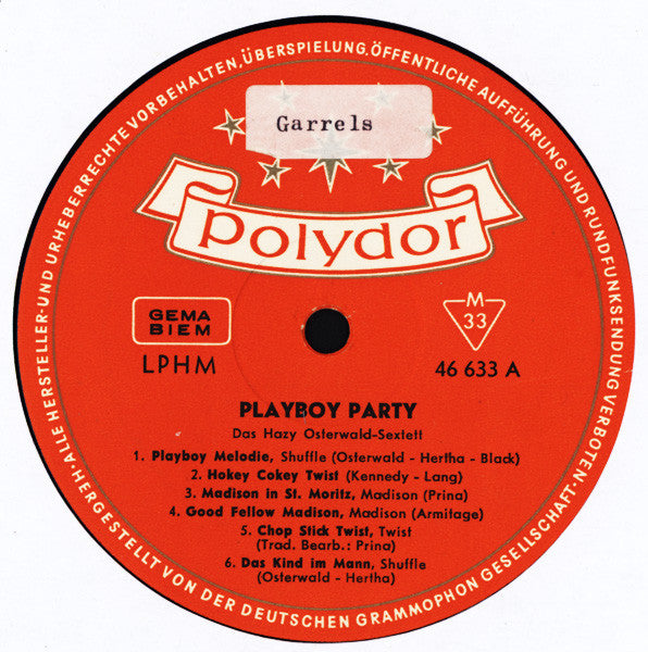 Hazy Osterwald Sextett : Playboy Party (LP, Album, Mono)