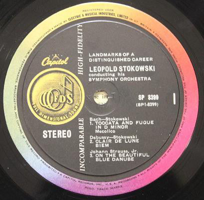 Leopold Stokowski conducting his Leopold Stokowski And His Symphony Orchestra : Landmarks Of A Distinguished Career (LP, Album)