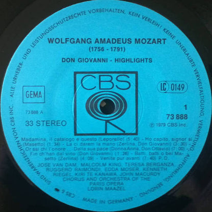 Wolfgang Amadeus Mozart - Lorin Maazel And Orchestre National De L'Opéra De Paris : Don Giovanni - Highlights, Pages Choisies, Querschnitt (LP)