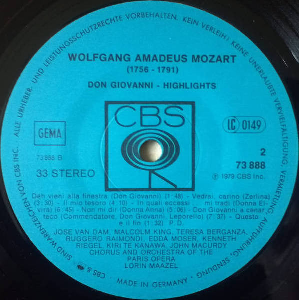 Wolfgang Amadeus Mozart - Lorin Maazel And Orchestre National De L'Opéra De Paris : Don Giovanni - Highlights, Pages Choisies, Querschnitt (LP)