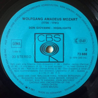 Wolfgang Amadeus Mozart - Lorin Maazel And Orchestre National De L'Opéra De Paris : Don Giovanni - Highlights, Pages Choisies, Querschnitt (LP)