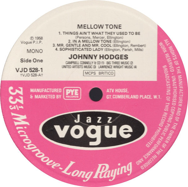 Johnny Hodges : Mellow Tone (2xLP, Comp, Mono)