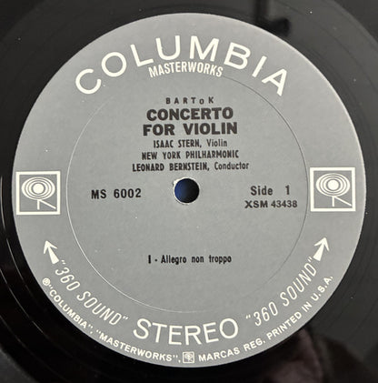 Béla Bartók, Isaac Stern, New York Philharmonic, Leonard Bernstein : Concerto For Violin (LP, Album)