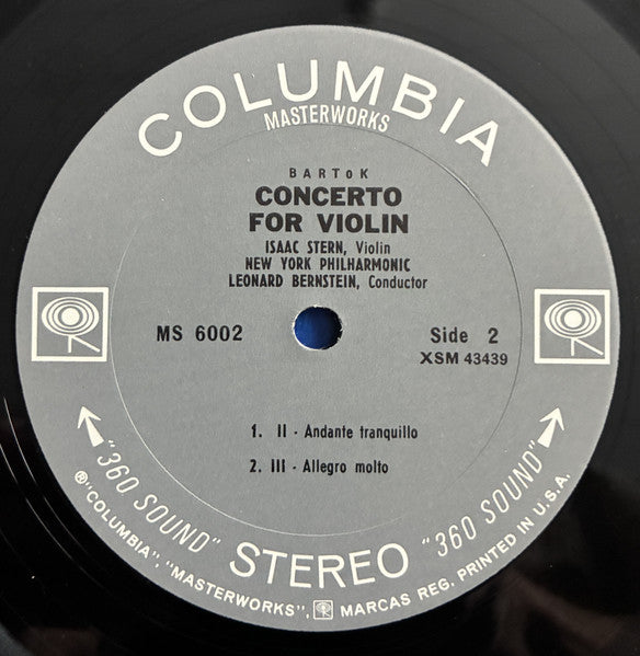 Béla Bartók, Isaac Stern, New York Philharmonic, Leonard Bernstein : Concerto For Violin (LP, Album)