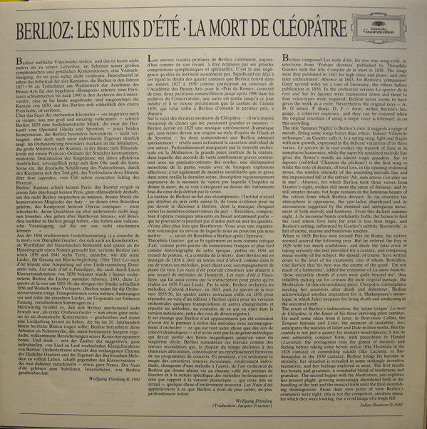 Hector Berlioz - Kiri Te Kanawa ▪ Jessye Norman, Orchestre De Paris ▪ Daniel Barenboim : Nuits D'été ▪ La Mort De Cléopâtre (LP)